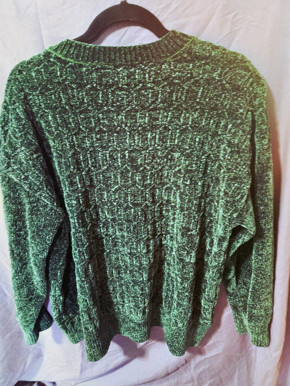 Jones New York Women's Dark Green Textured Crewneck Sweater